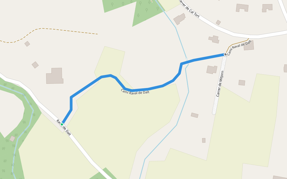 Camí Raval de Dalt walking route map in Vall-llobrega