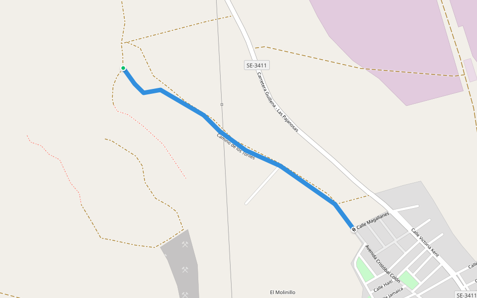 Camino de los Toriles walking route map in Guillena