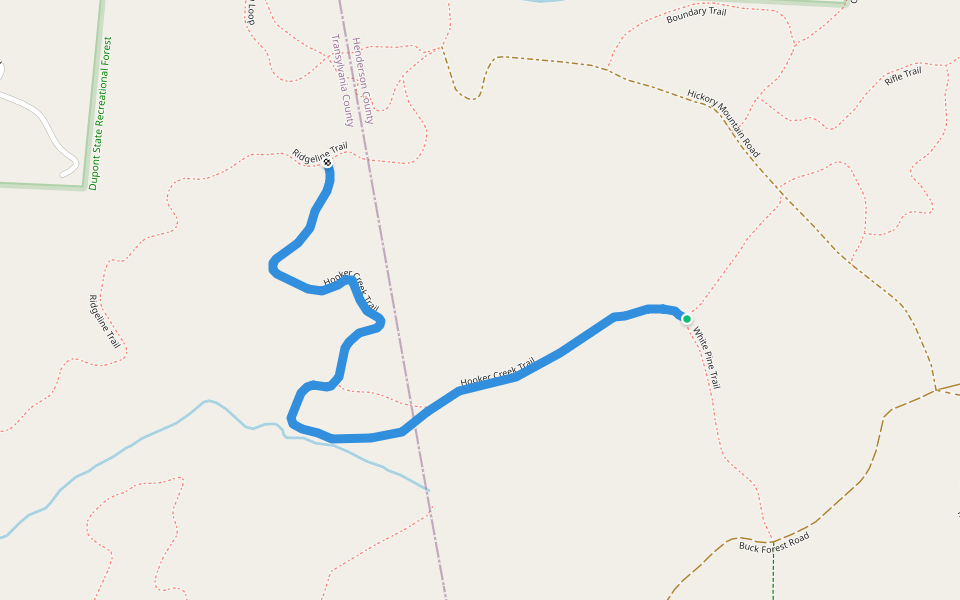 Hooker Creek Trail walking route map in Hendersonville