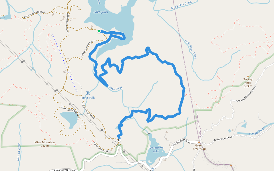 Reasonover Creek Trail walking route map in Cedar Mountain
