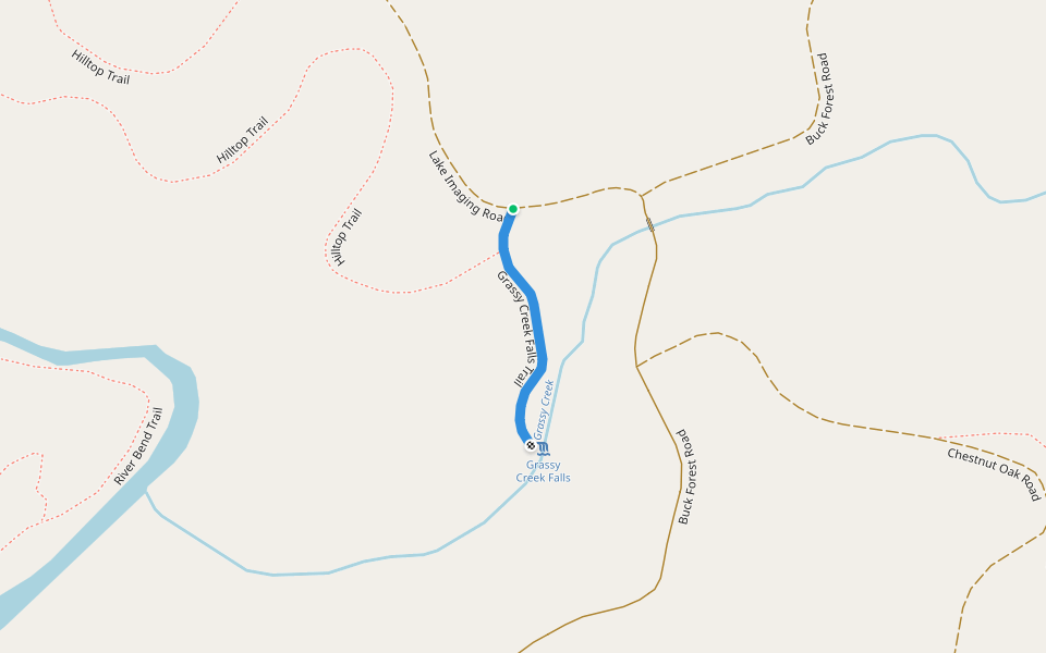 Grassy Creek Falls Trail walking route map in Hendersonville