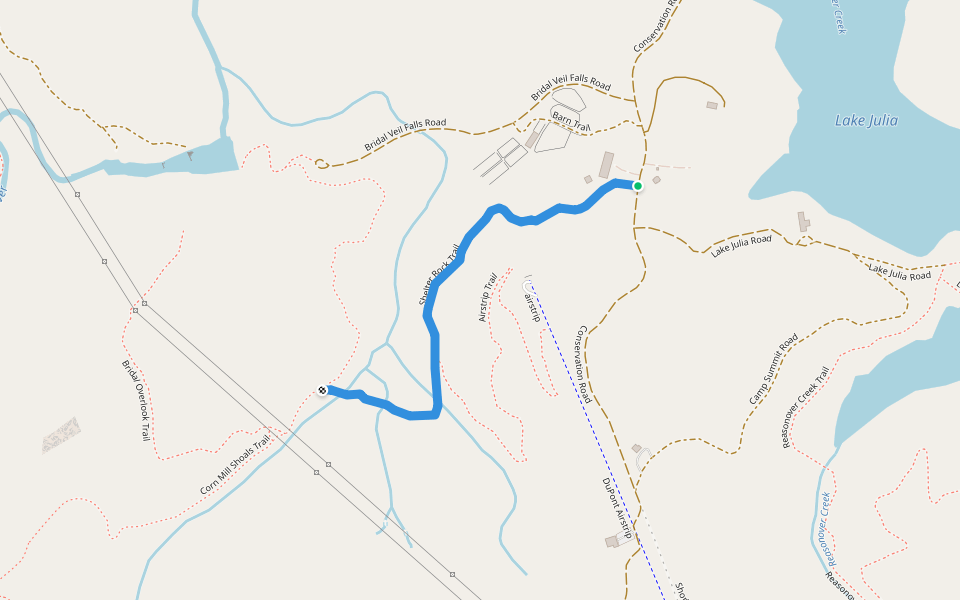 Shelter Rock Trail walking route map in Pisgah Forest