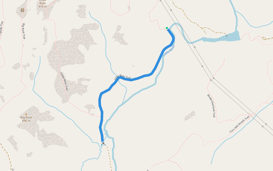 Little River Trail walking route map in Cedar Mountain