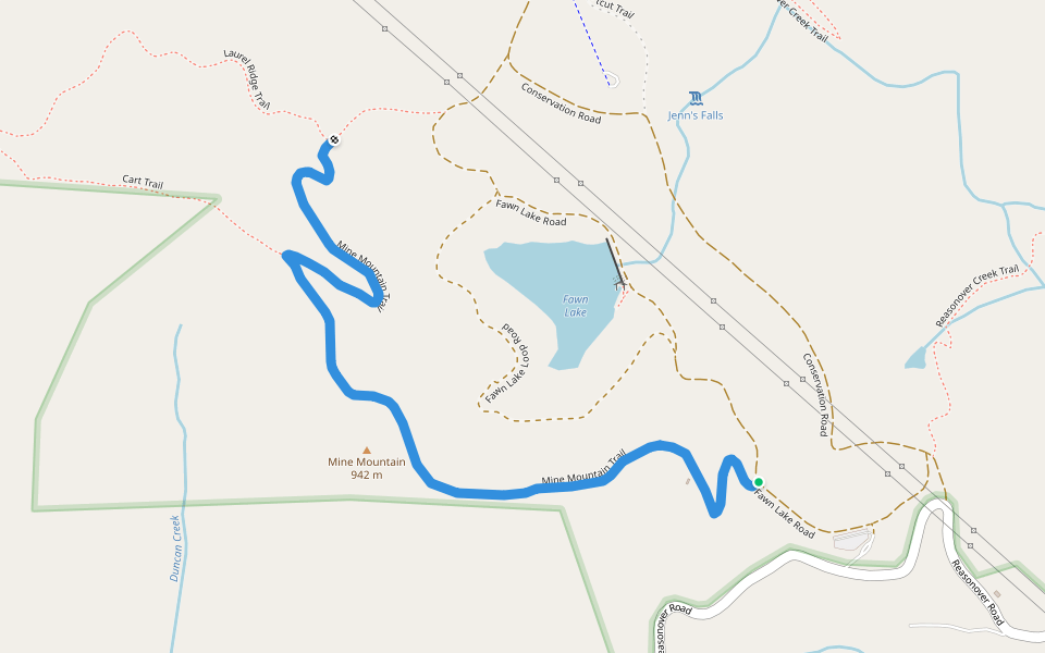 Mine Mountain Trail walking route map in Cedar Mountain