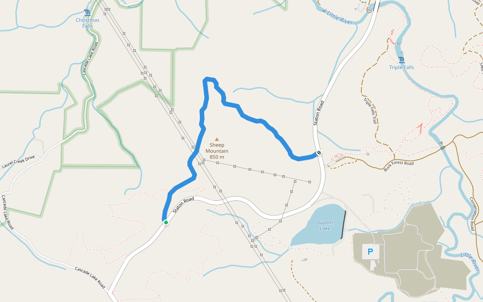 Sheep Mountain Trail walking route map in Pisgah Forest