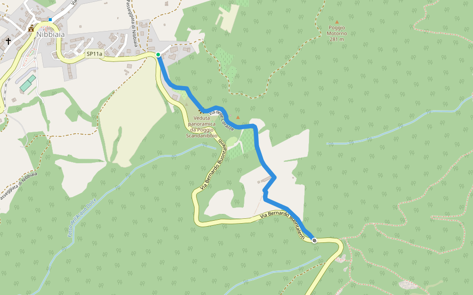 Via delle Corazze walking route map in Nibbiaia