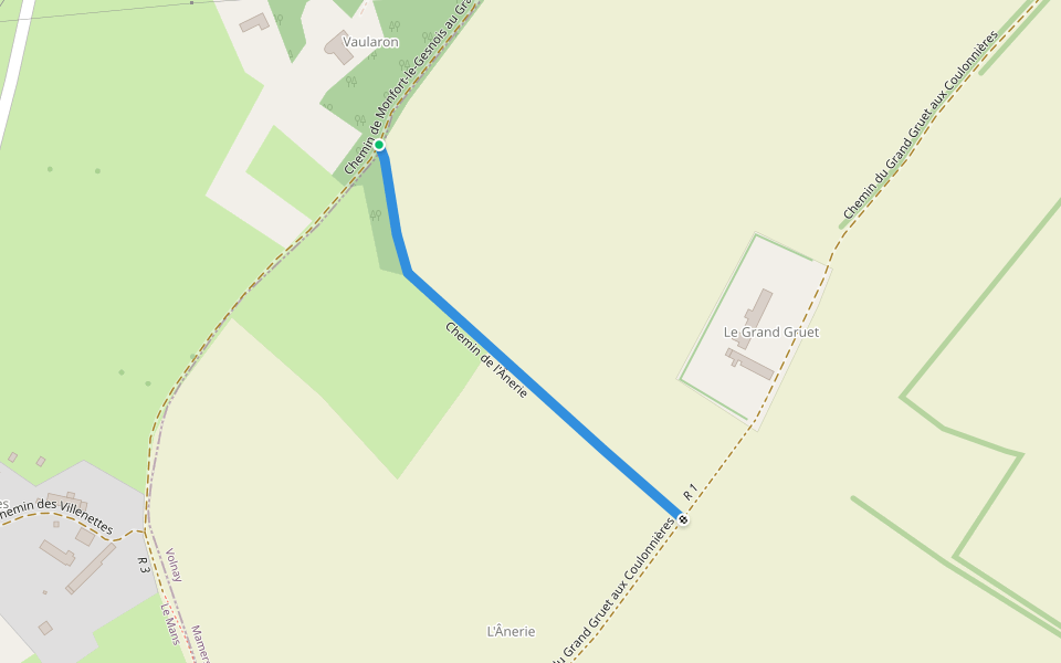 Chemin de l'Ânerie walking route map in Challes