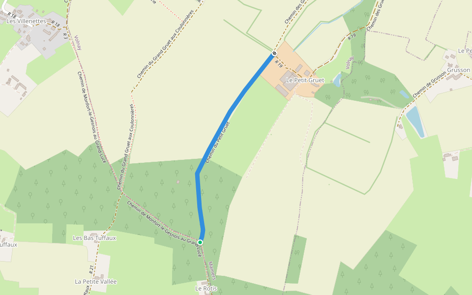 Chemin du Petit Gruet walking route map in Challes