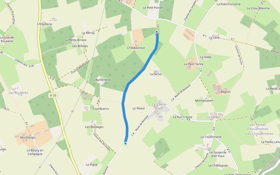 Chemin des Grangeries walking route map in Volnay