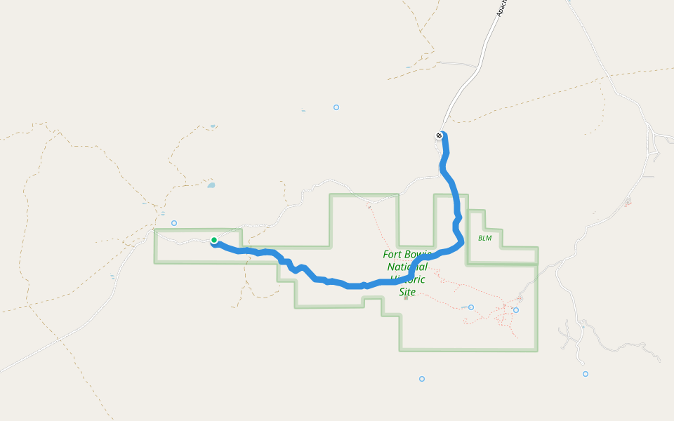 Butterfield Overland Mail Route walking route map in Bowie