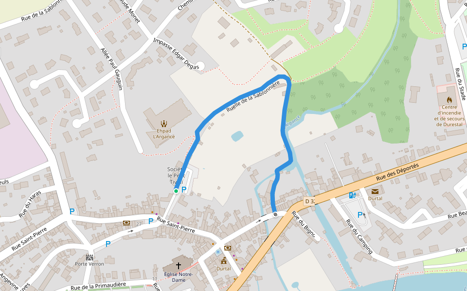 Ruelle de la Sablonnière walking route map in Durtal