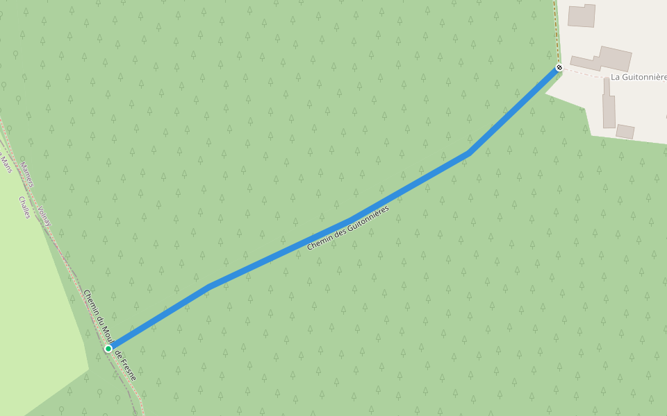 Chemin des Guitonnières walking route map in Volnay