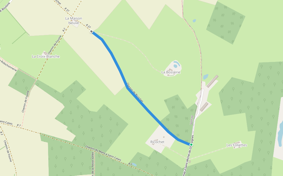 Chemin de Ricochet walking route map in Saint-Mars-de-Locquenay