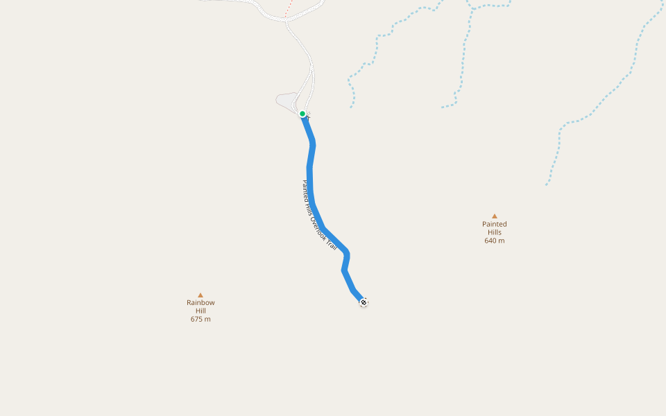 Painted Hills Overlook Trail walking route map in Mitchell