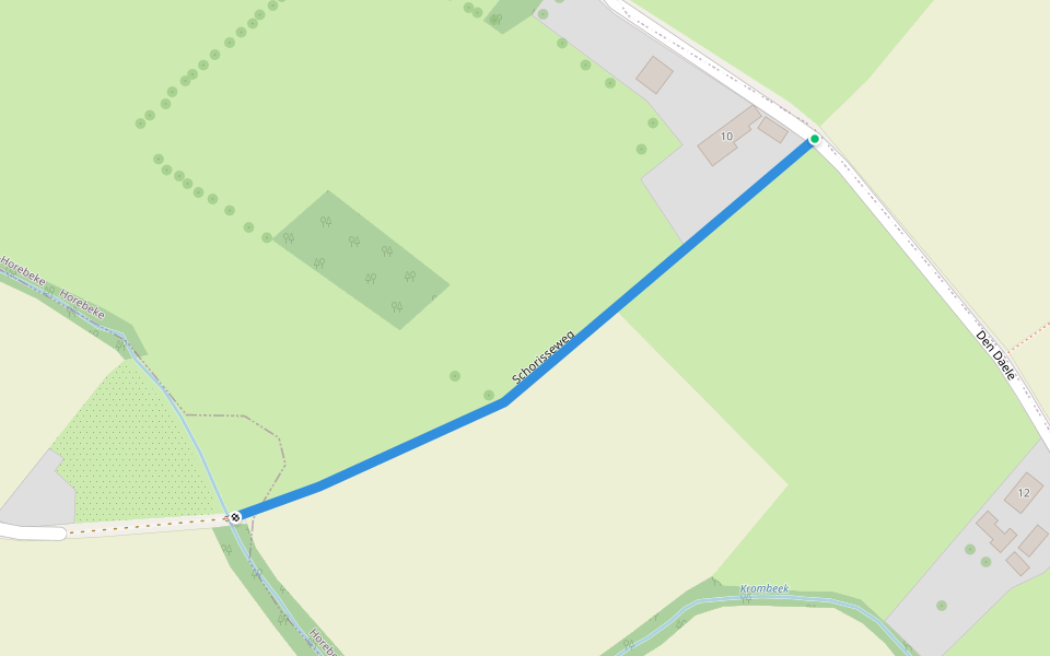 Schorisseweg walking route map in Horebeke