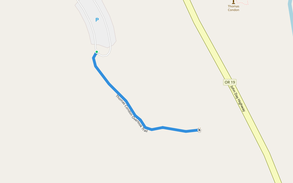 Thomas Condon Overlook Trail walking route map in Dayville
