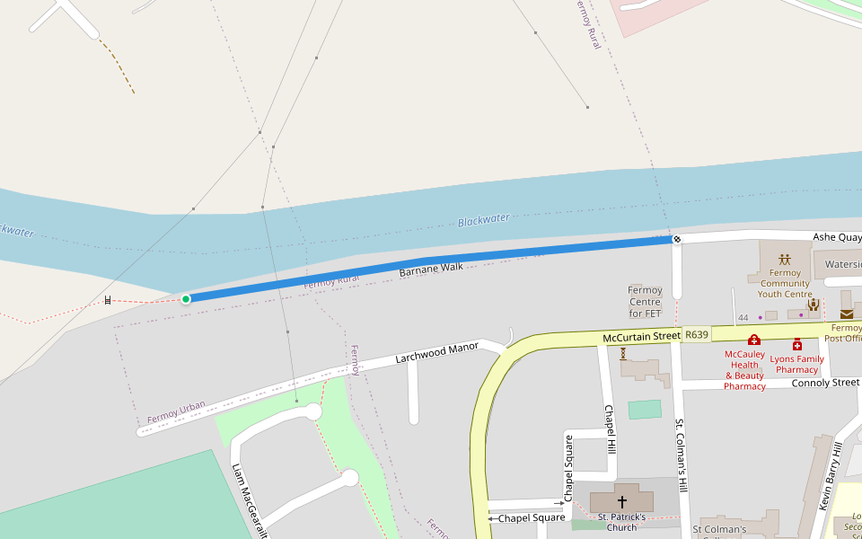 Barnane Walk walking route map in Fermoy