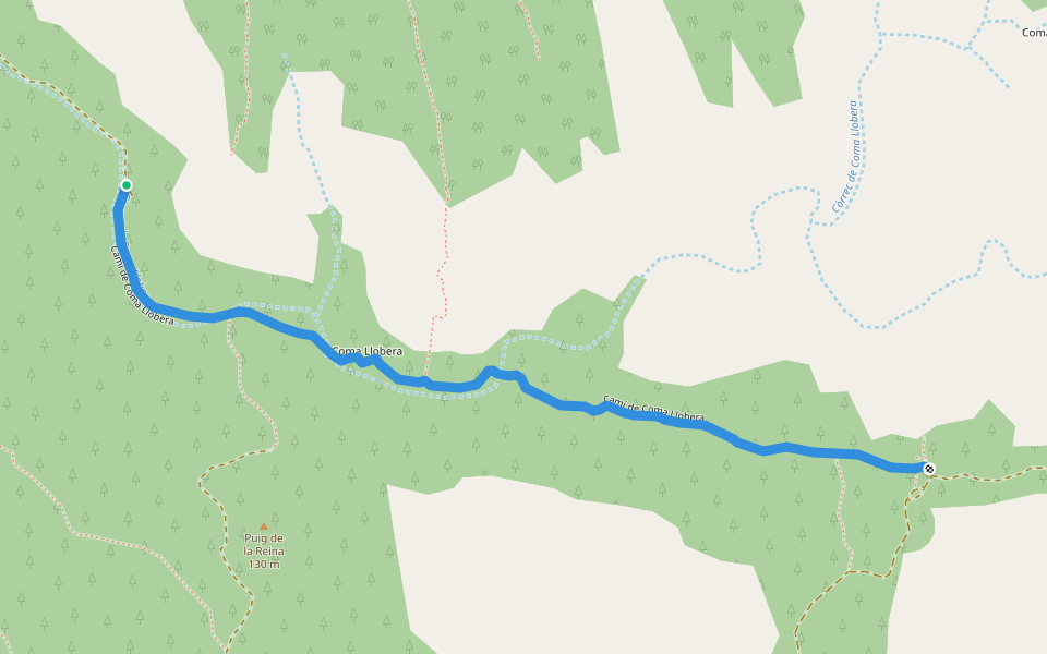 Camí de Coma Llobera walking route map in La Torre Vella