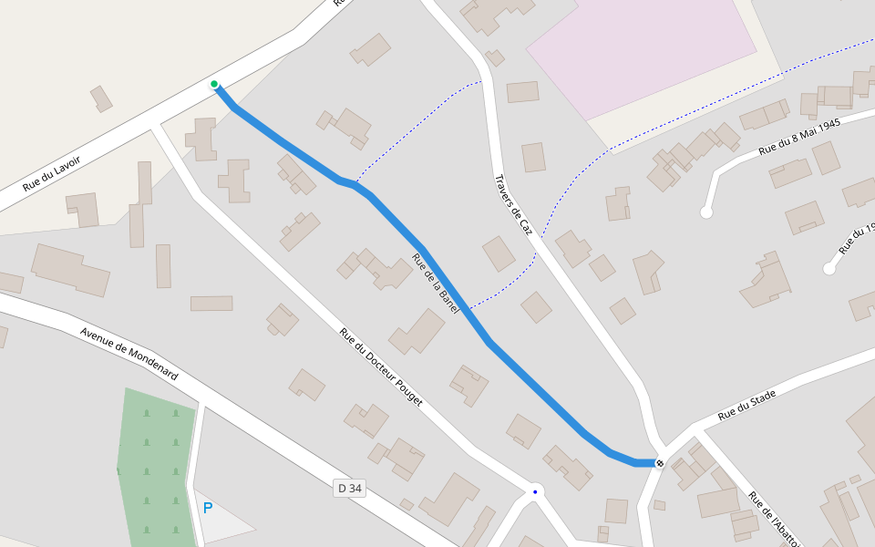 Rue de la Banel walking route map in Cazes-Mondenard