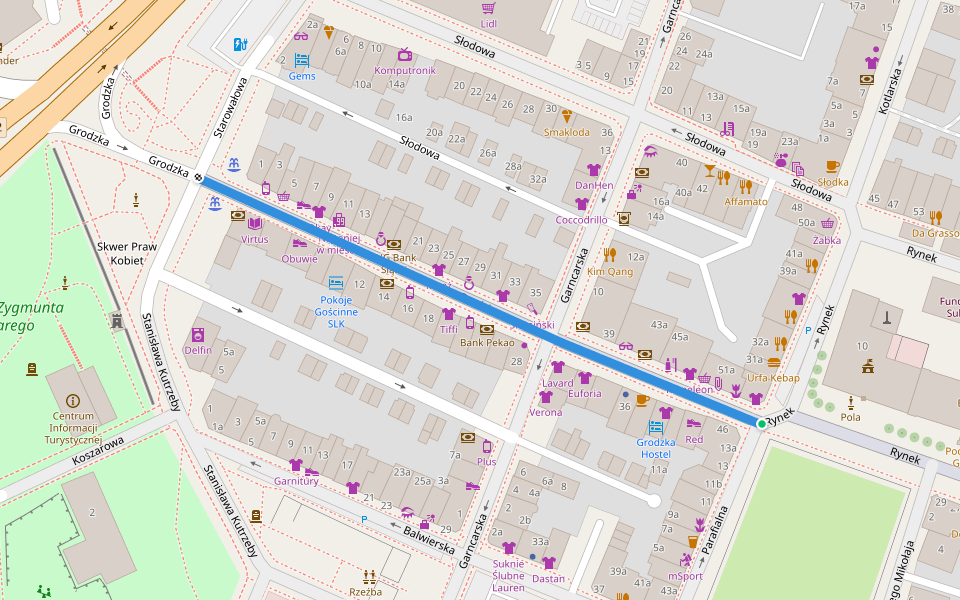 Grodzka walking route map in Głogów