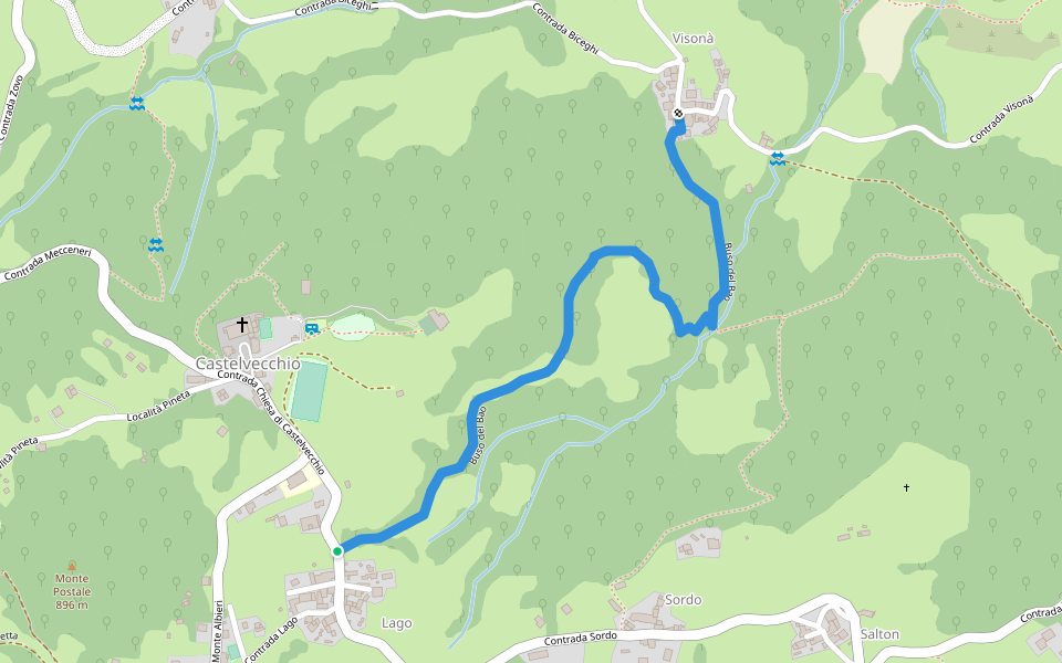 Buso del Bao walking route map in Castelvecchio