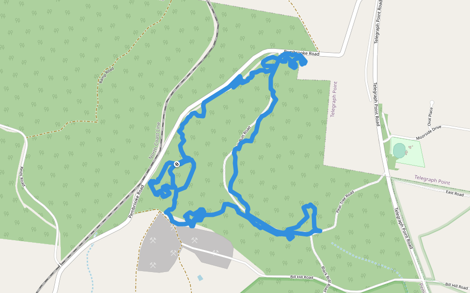 Mountain Bike Track walking route map in Pembrooke