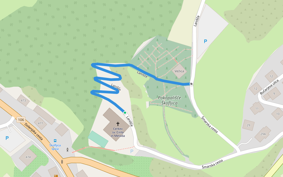 Lanišče walking route map in Škofljica