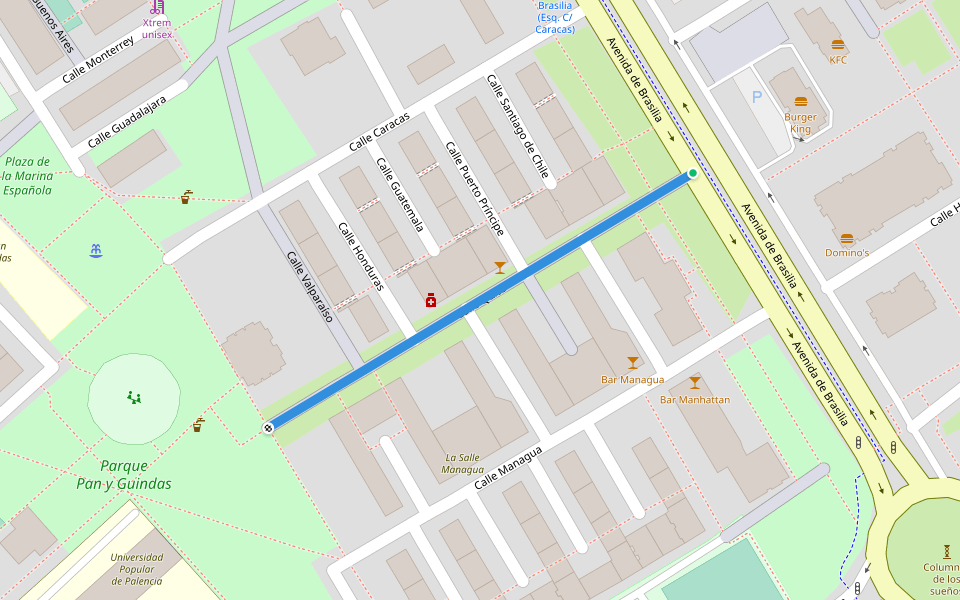 Calle Quito walking route map in Palencia