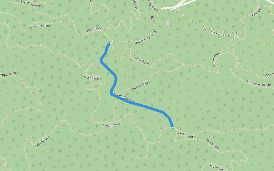 Upper Clay Road walking route map in Dyke
