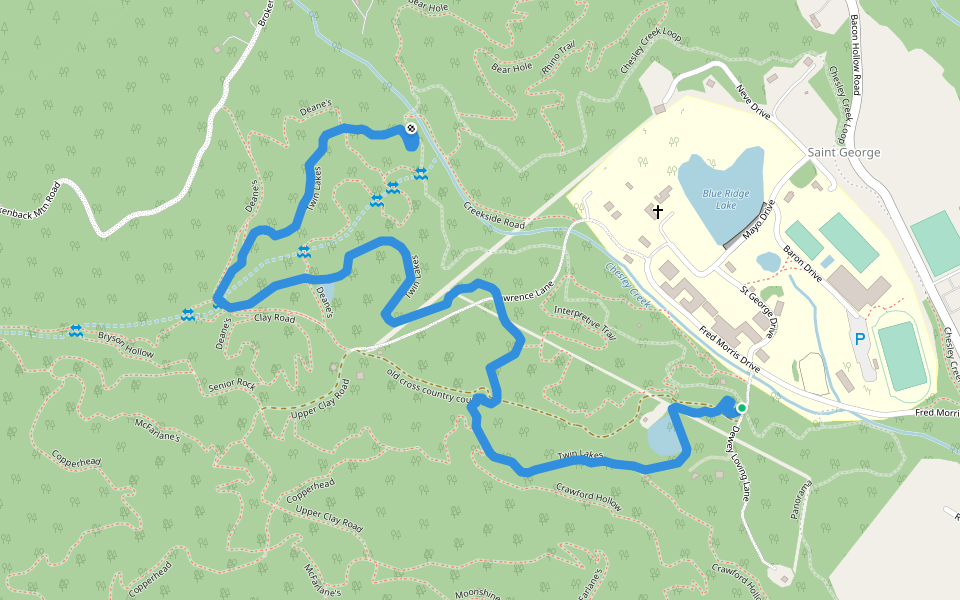 Twin Lakes walking route map in Dyke