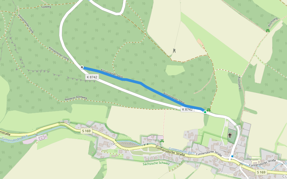 Königsteiner Steig walking route map in Gohrisch