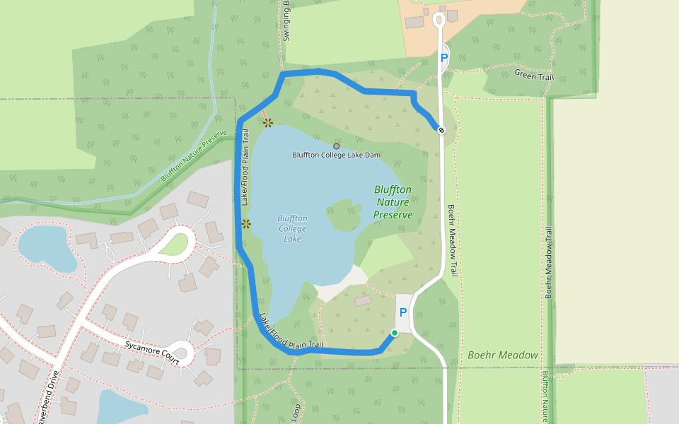 Lake/Flood Plain Trail walking route map in Bluffton