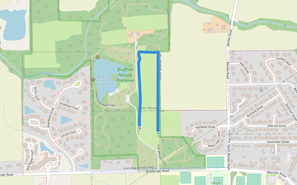 Boehr Meadow Trail walking route map in Bluffton