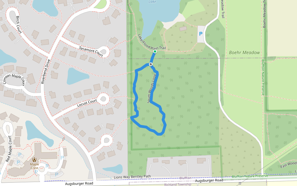 South Woods Loop walking route map in Bluffton