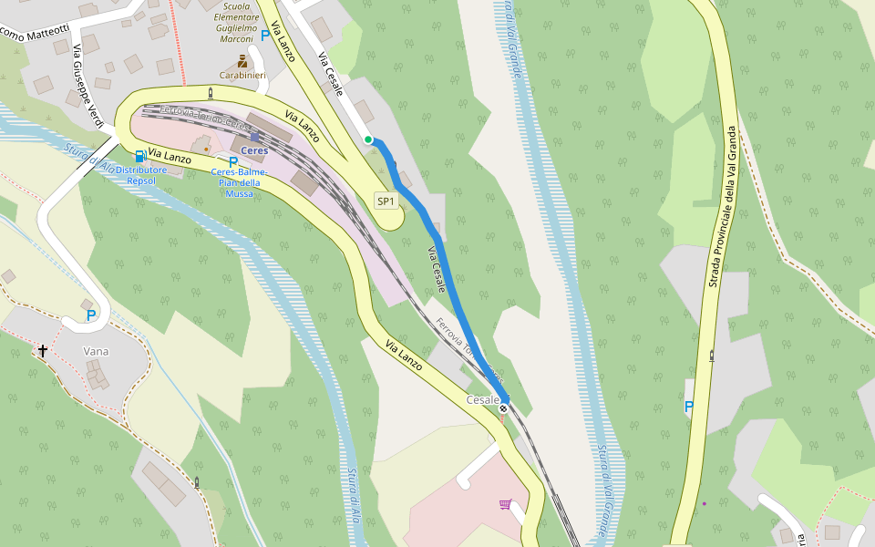 Via Cesale walking route map in Ceres