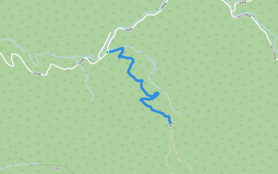 三岩二の沢林道 walking route map in Hidaka