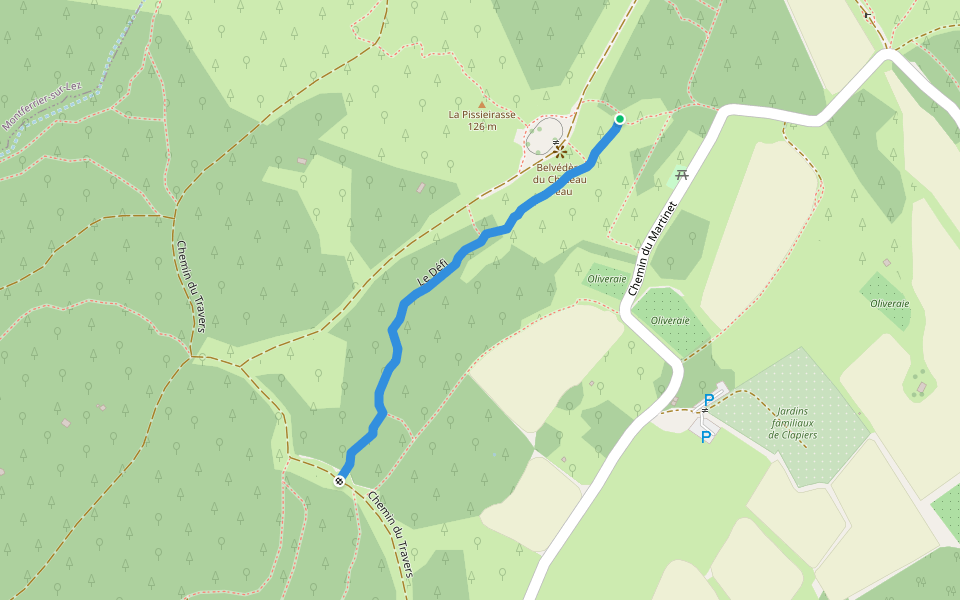 Le Défi walking route map in Clapiers