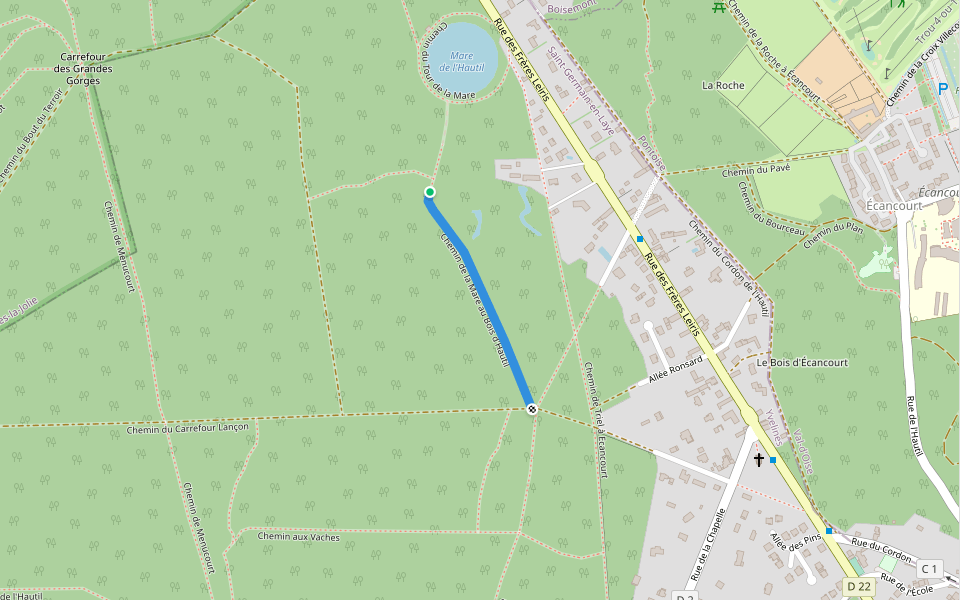 Chemin de la Mare au Bois d'Hautil walking route map in Triel-sur-Seine