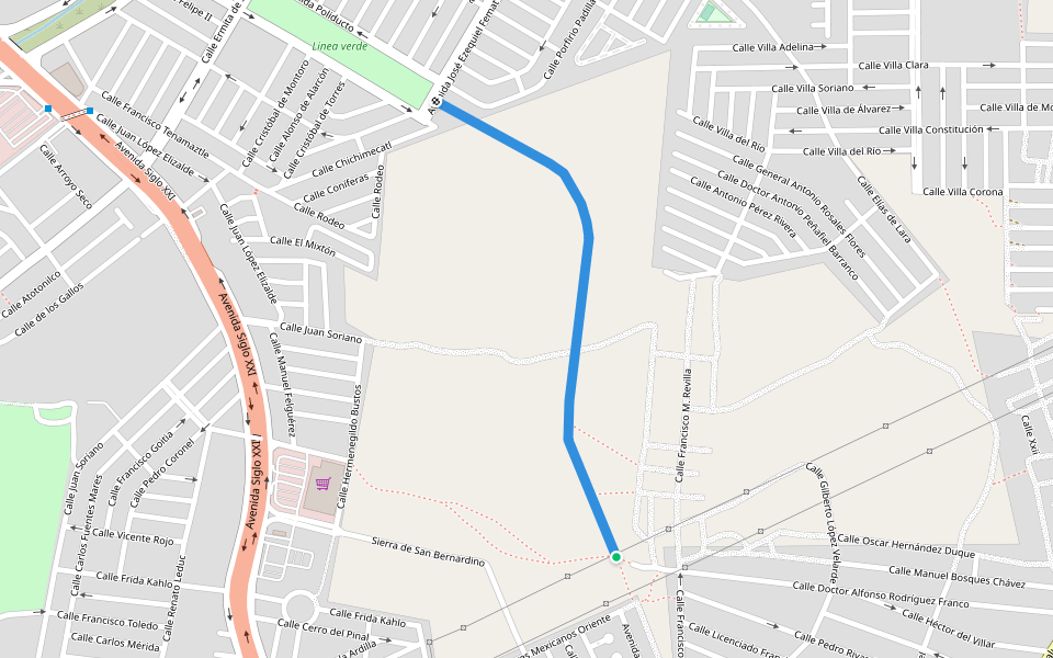 Chichimecatl walking route map in Aguascalientes