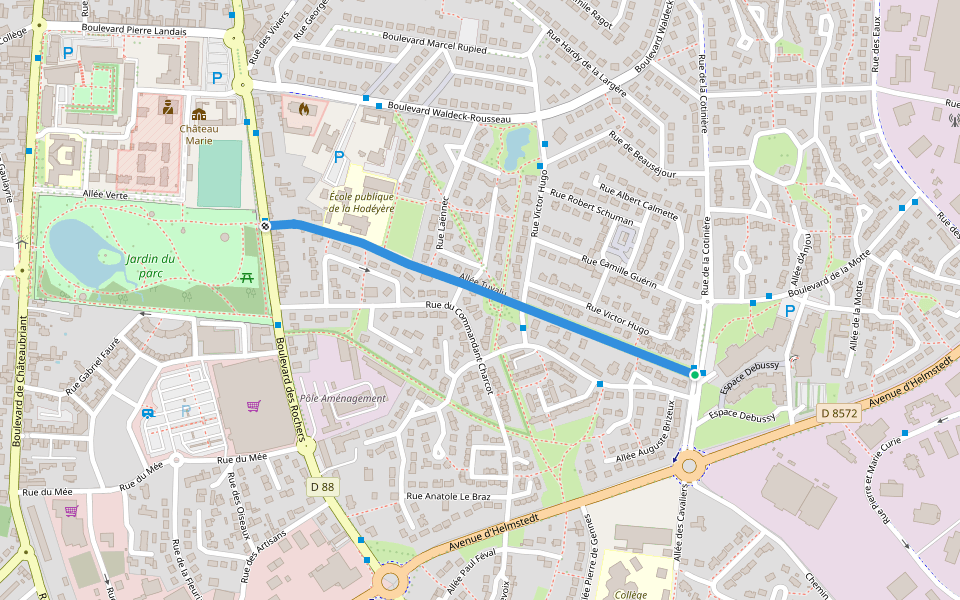 Allée Tuvalu walking route map in Vitré