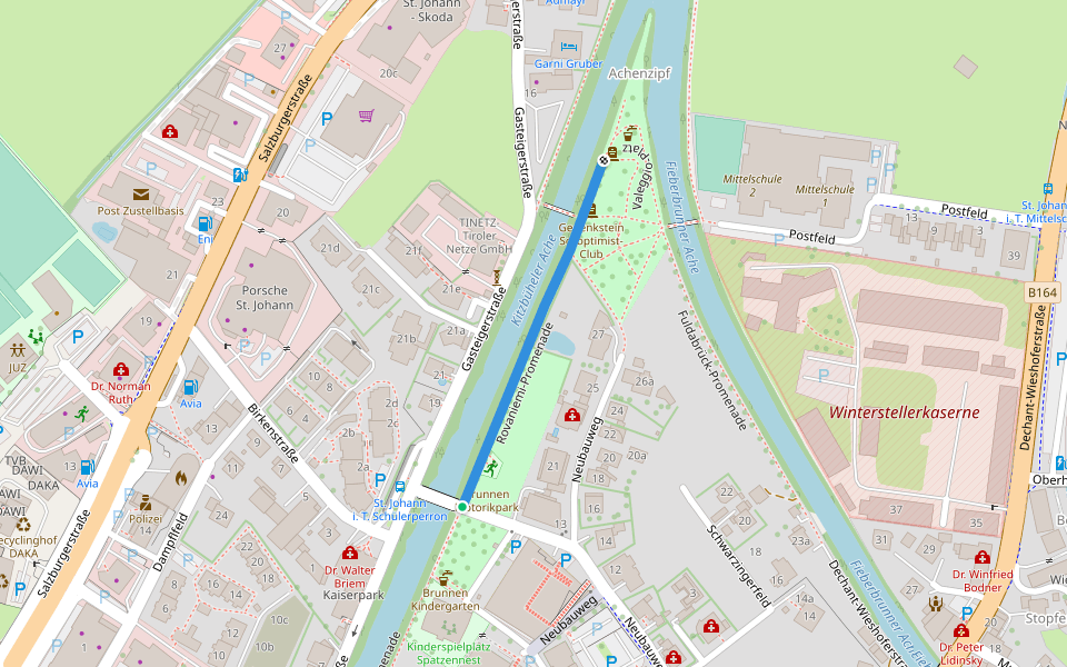 Rovaniemi-Promenade walking route map in Sankt Johann in Tirol