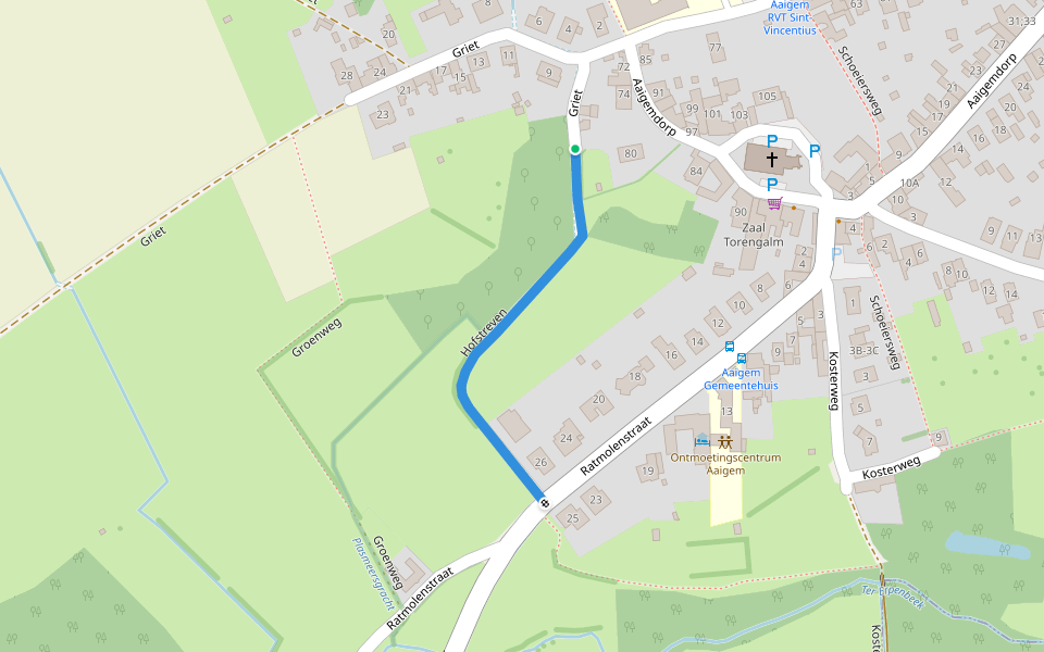 Hofstreven walking route map in Erpe-Mere