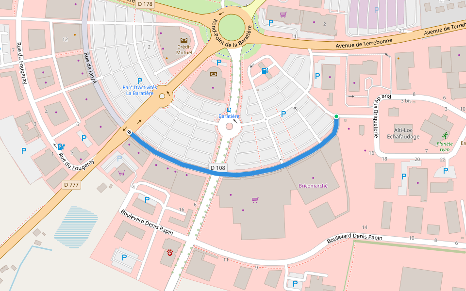 Rue de Domalain walking route map in Vitré