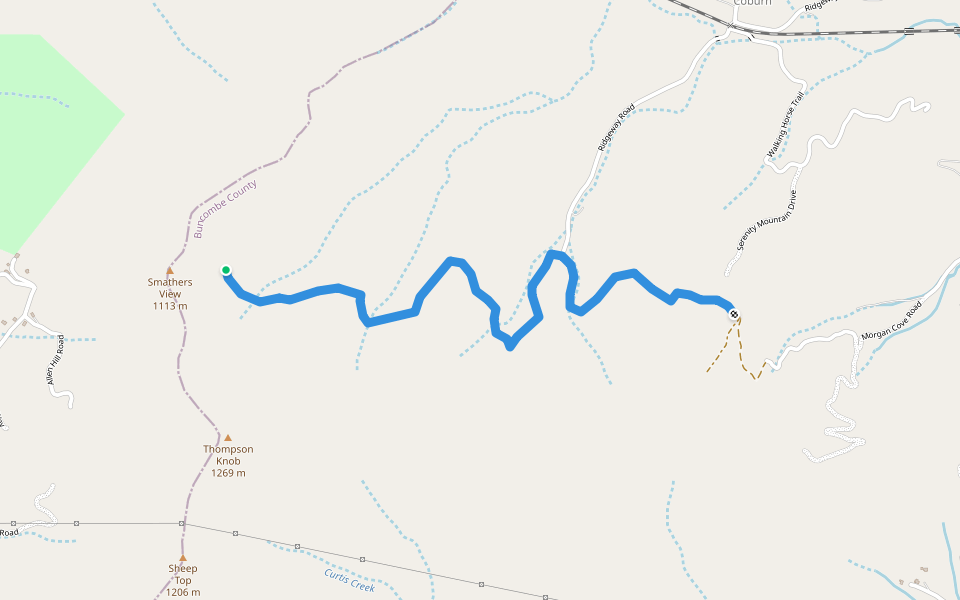 Trail walking route map in Candler