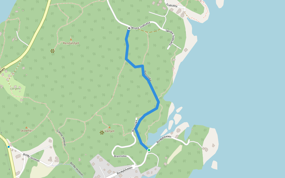 Brennvika walking route map in Borøy