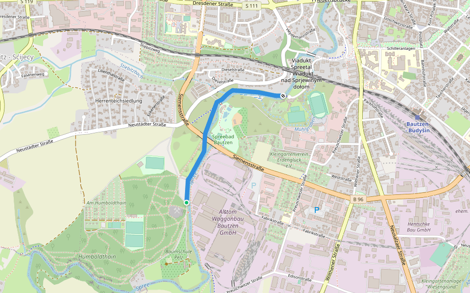 Neusche Promenade walking route map in Bautzen