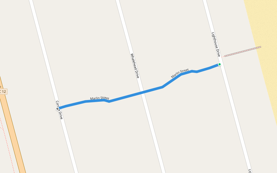 Marlin Street walking route map in Corolla