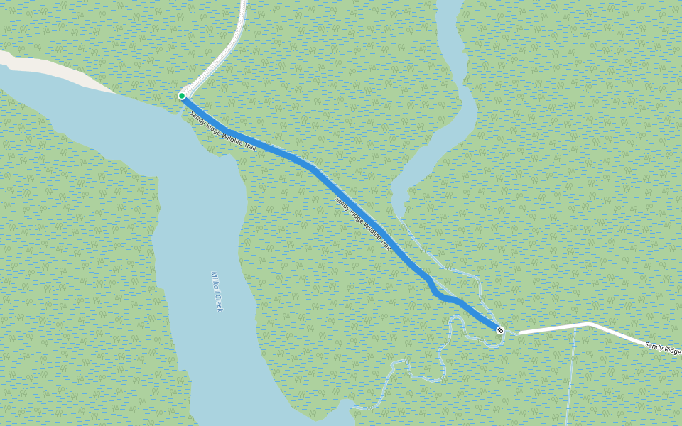 Sandy Ridge Wildlife Trail walking route map in Manns Harbor