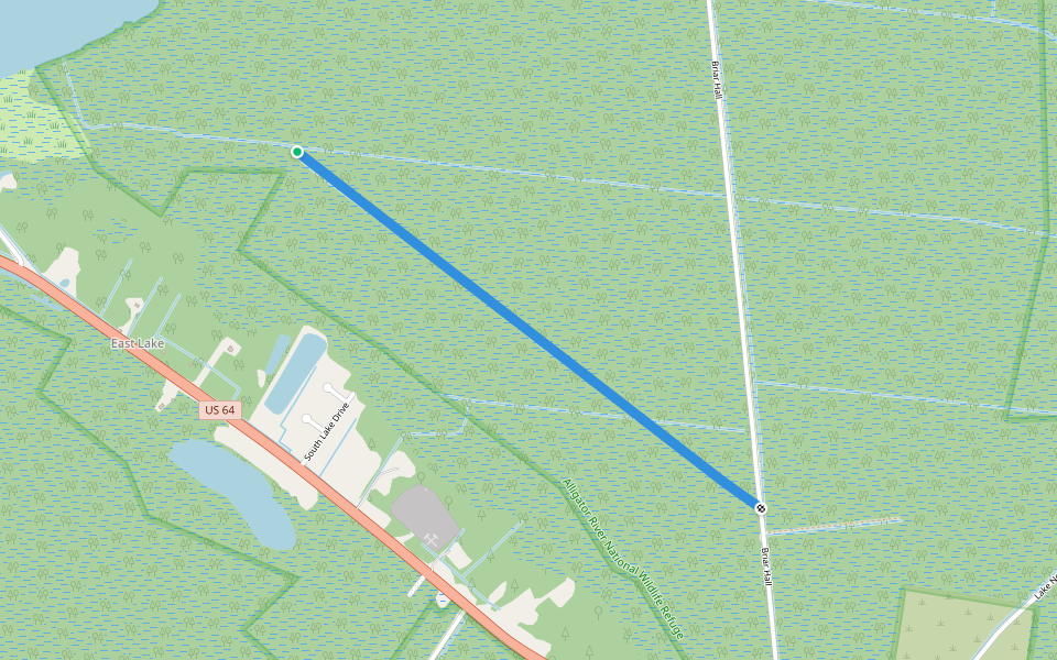 Wood Duck Road walking route map in Manns Harbor