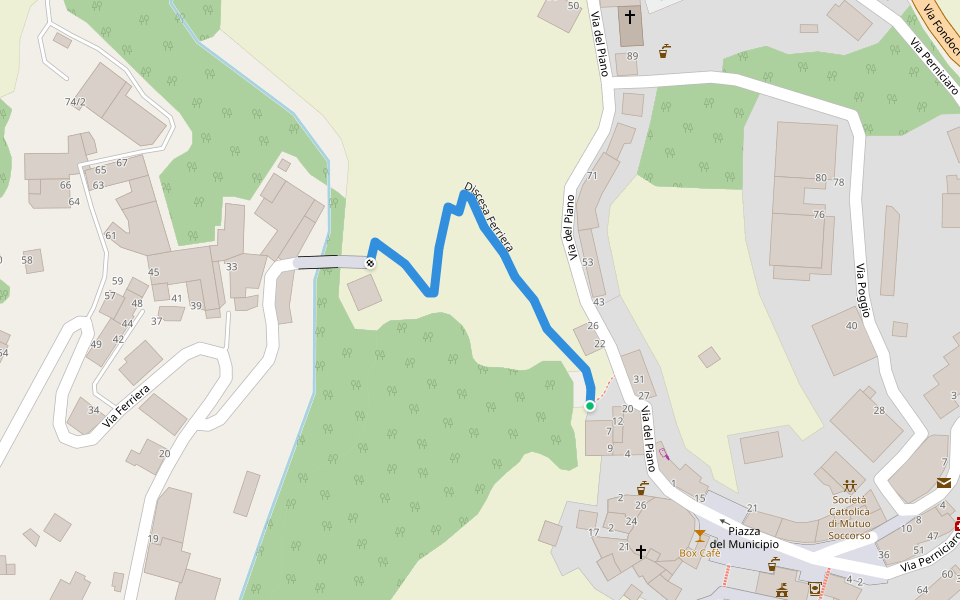 Discesa Ferriera walking route map in Mele